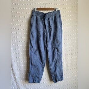 Athleta Retreat Linen High‎ Rise Ankle Pant Sz M Navy